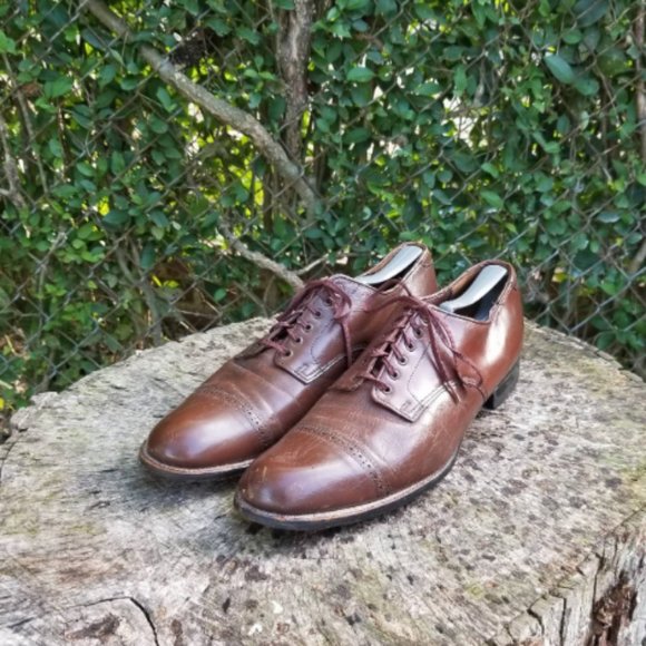 Sz 11.5 Vintage Wingtip Shoes Stacy Adams 70s main image 5